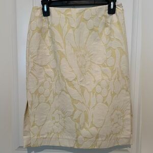 J.Crew jacquard pencil skirt. Size 4. Lemon,lime in color